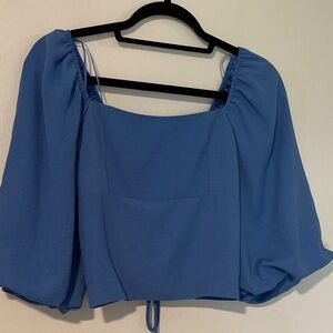 HYFVE Blue Puff Sleeve Crop Blouse Womens Medium